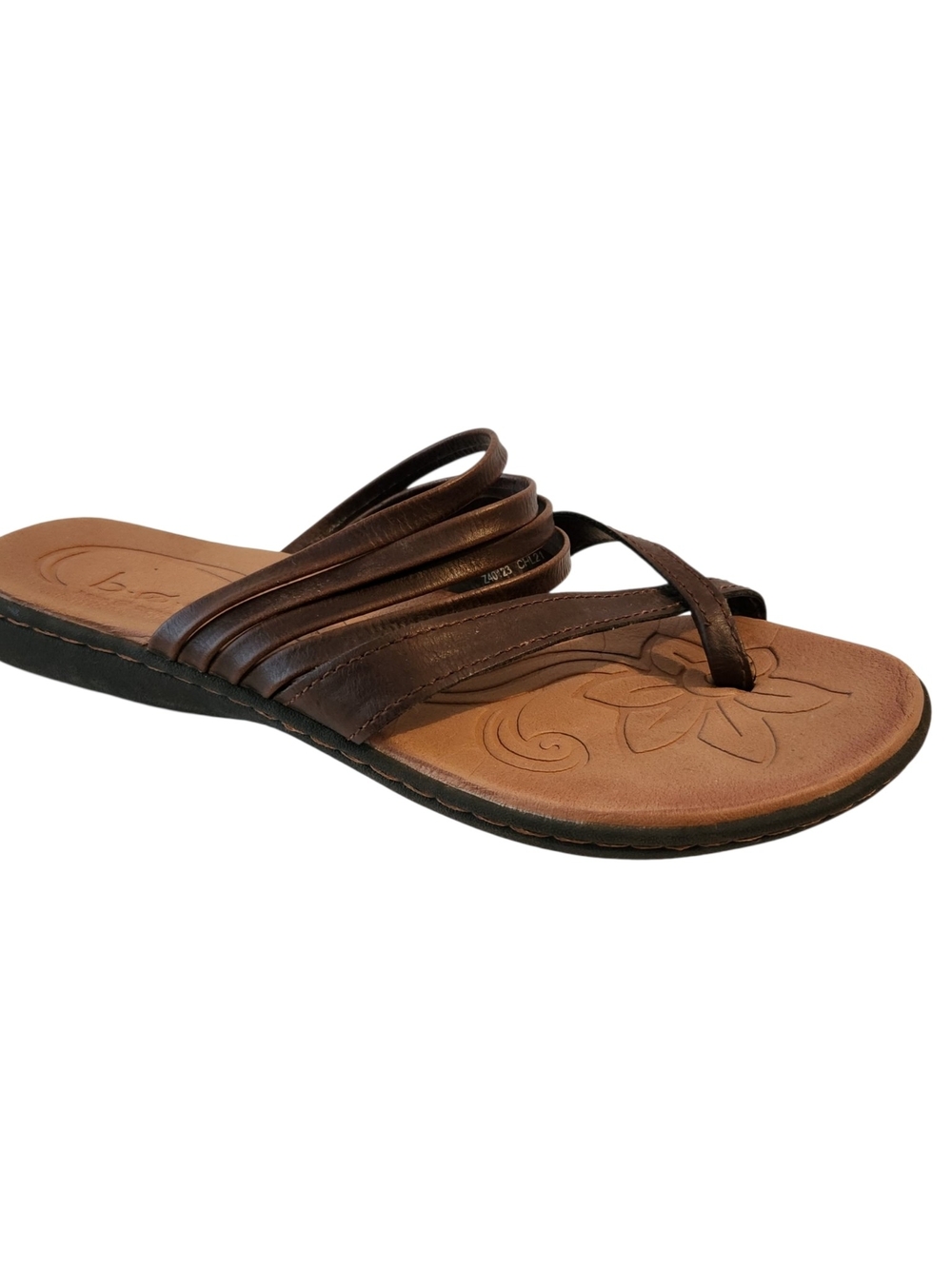 b.o.c. a Born Concept Size 7 Brown Multi-Strap Leather Thong Sandals Floral Shoe